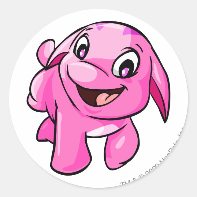 Poogle Pink Classic Round Sticker (Front)