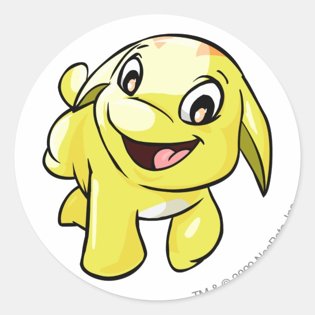 Poogle Yellow Classic Round Sticker (Front)