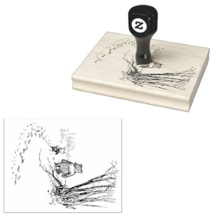 Pooh and Piglet Walking in the Woods Rubber Stamp