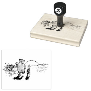 Pooh and Piglet Walking Off into the Sunset Rubber Stamp