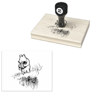 Pooh Holding a Honey Jar Rubber Stamp
