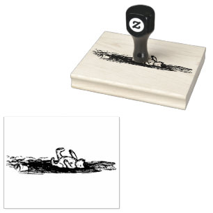 Pooh Rolling in a Mud Puddle Rubber Stamp