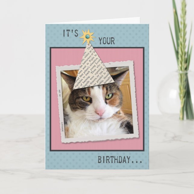 Pookie the Cat Birthday Greeting Card (Front)