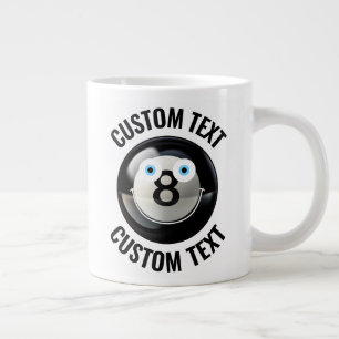 Pool 8 Ball Custom Happy Face & Personalised Text Large Coffee Mug
