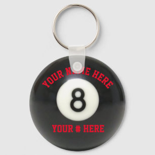 Pool 8 Ball Keychain Personalise YOUR NAME ID Tag