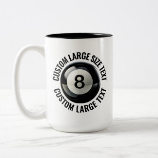 Pool 8 Ball & Large Text BLACK 15oz Custom Two-Tone Coffee Mug
