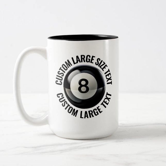 Pool 8 Ball & Large Text BLACK 15oz Custom Two-Tone Coffee Mug (Left)