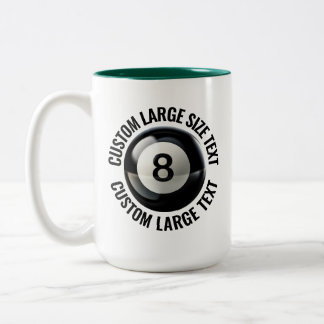 Pool 8 Ball & Large Text HUNTER GREEN 15oz Custom Two-Tone Coffee Mug