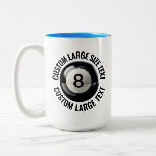 Pool 8 Ball & Large Text LIGHT BLUE 15oz Custom Two-Tone Coffee Mug