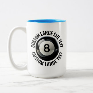 Pool 8 Ball & Large Text LIGHT BLUE 15oz Custom Two-Tone Coffee Mug