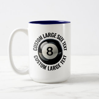 Pool 8 Ball & Large Text NAVY BLUE 15oz Custom Two-Tone Coffee Mug
