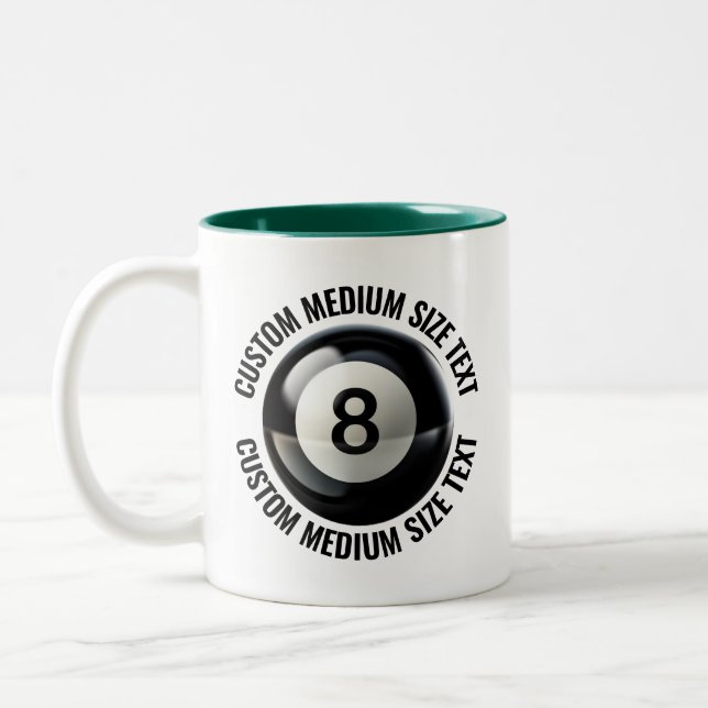 Pool 8 Ball & Medium Text HUNTER GREEN 11oz Custom Two-Tone Coffee Mug (Left)