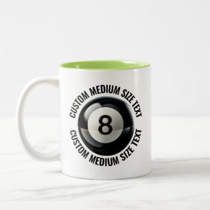 Pool 8 Ball & Medium Text LIME GREEN 11oz Custom Two-Tone Coffee Mug