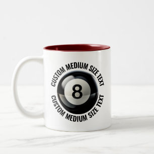 Pool 8 Ball & Medium Text MAROON 11oz Custom Two-Tone Coffee Mug