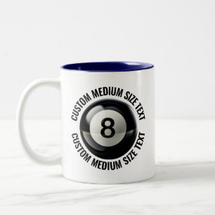 Pool 8 Ball & Medium Text NAVY BLUE 11oz Custom Two-Tone Coffee Mug