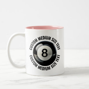 Pool 8 Ball & Medium Text PINK 11oz Custom Two-Tone Coffee Mug