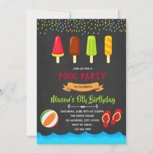 Pool and ice cream party invitation