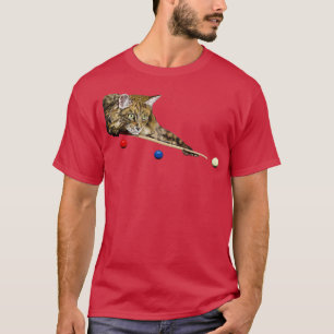 POOL AND SNOOKER CAT 8 BALL 9 BALL CAT PLAYING T-Shirt