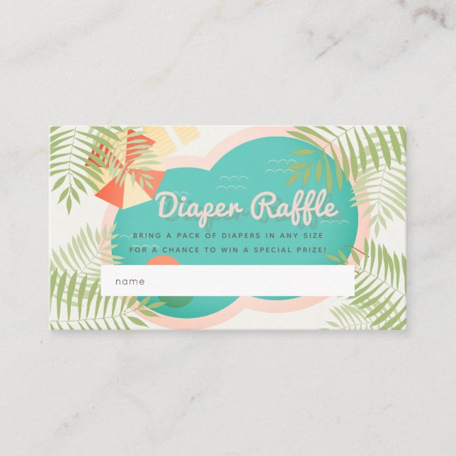 Pool Baby Shower Beige Diaper Raffle Ticket Enclosure Card (Front)