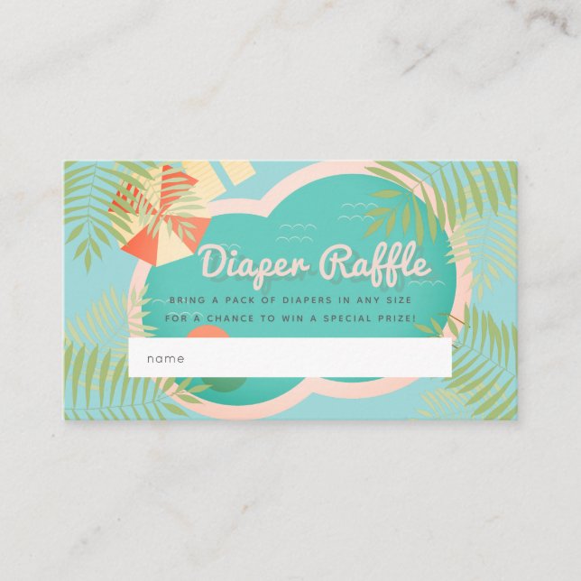 Pool Baby Shower Blue Diaper Raffle Ticket Enclosure Card (Front)