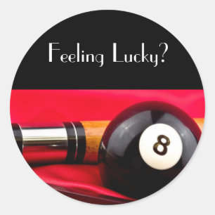 Pool Ball and cue Classic Round Sticker