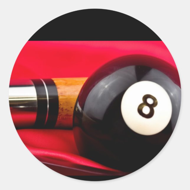 Pool Ball and cue Classic Round Sticker (Front)