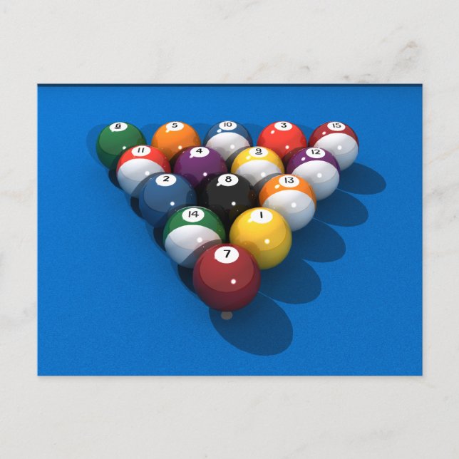 Pool Balls on Blue Felt: Postcard (Front)