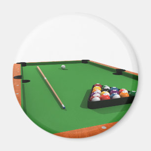 Pool Balls on Green Felt Billiards Table: Magnet