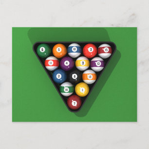 Pool Balls on Green Felt Billiards Table: Postcard