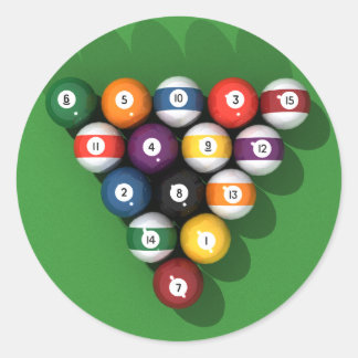 Pool Balls on Green Felt: Classic Round Sticker