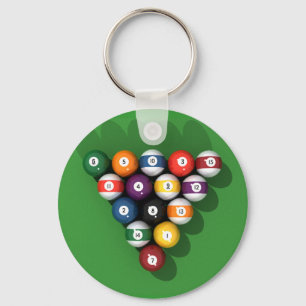 Pool Balls on Green Felt: Key Ring