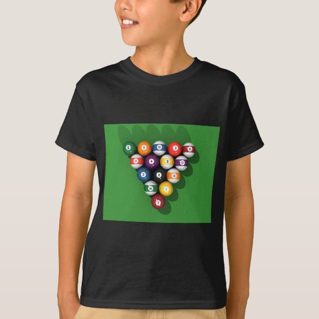 Pool Balls on Green Felt: T-Shirt (Front)