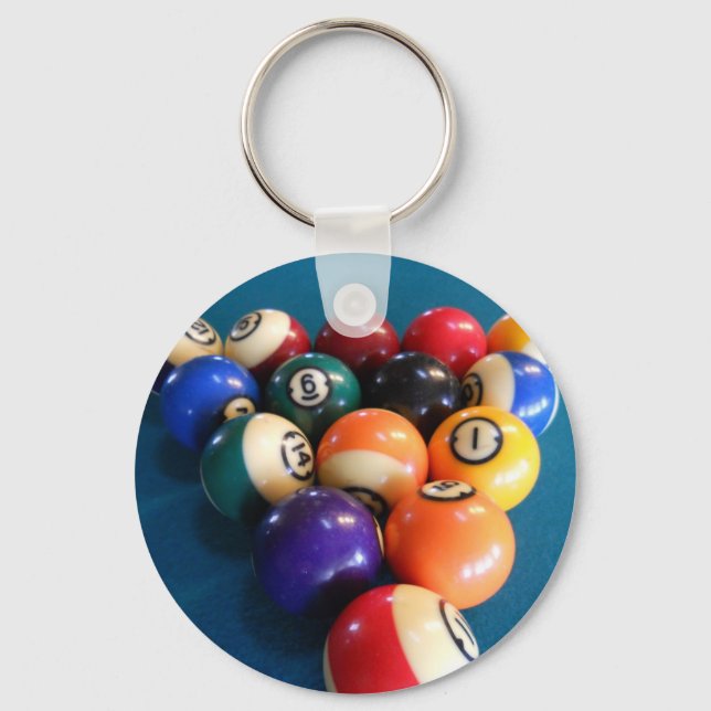 Pool Balls Racked on the table Key Ring (Front)