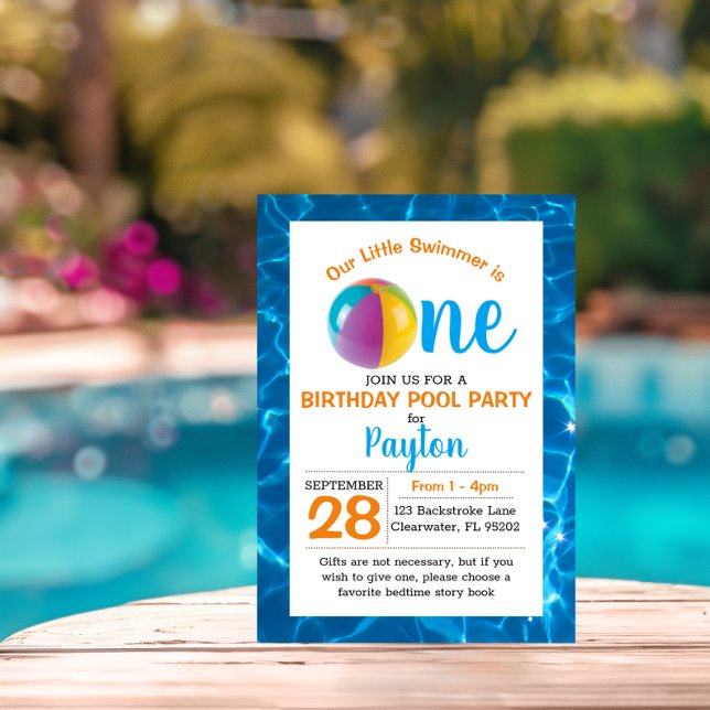 Pool Beach Ball First Birthday Invitation (Creator Uploaded)