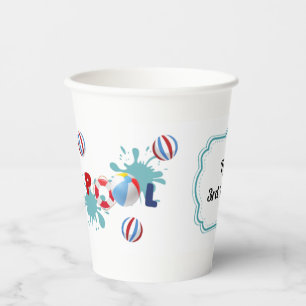 Pool Beach Ball Party Personalized Paper Cups