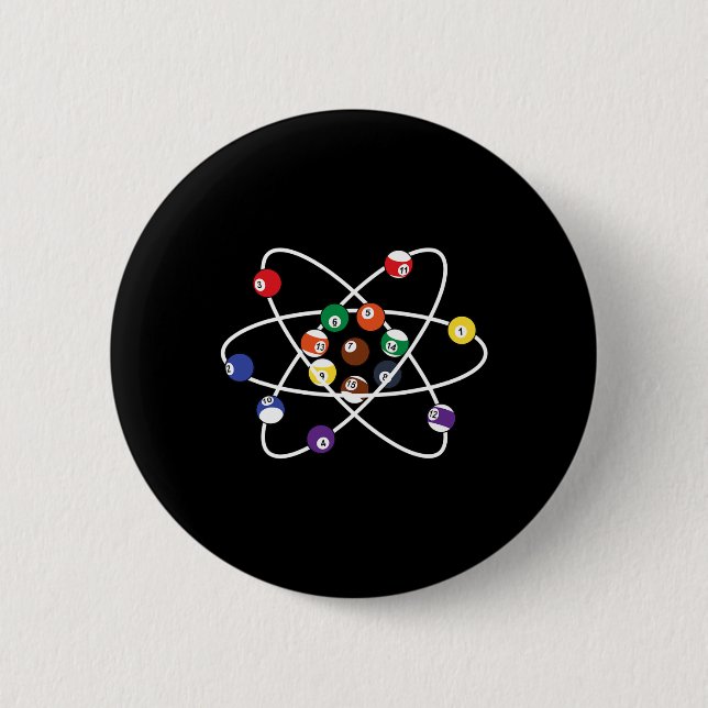 Pool Billiard Atoms Funny Pool Billiards  6 Cm Round Badge (Front)