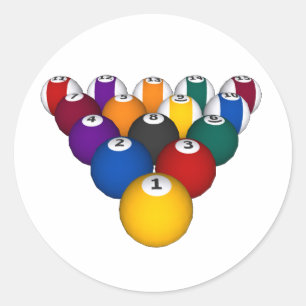 Pool: Billiard Balls: Billiards: Classic Round Sticker
