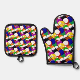 Pool Billiard Balls Design Oven Mitt & Pot Holder Set