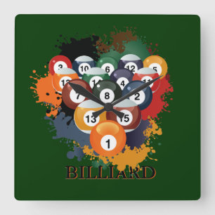 Pool Billiard Balls Wall Clock