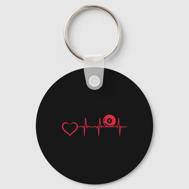 Pool Billiard Heartbeat Heart - 8-ll Pool Billiard Key Ring (Front)