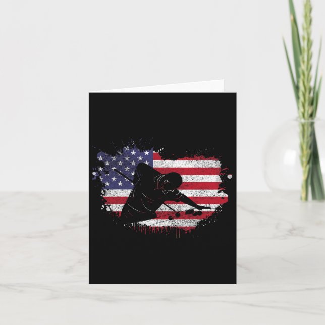 Pool Billiard Shirt - American Flag Billiard Playe Card (Front)