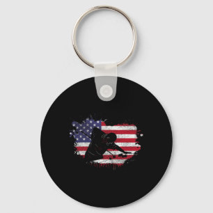 Pool Billiard Shirt - American Flag Billiard Playe Key Ring