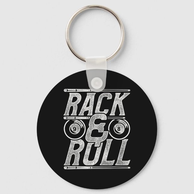 Pool Billiard Snooker Player Rack And Roll  Key Ring (Front)