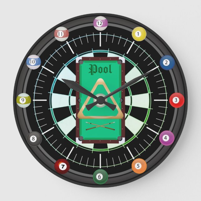 Pool (Billiards) 12-Ball Clock (Front)