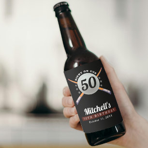 Pool Billiards 50th Birthday Party Black Beer Bottle Label