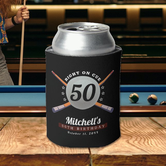 Pool Billiards 50th Birthday Party Black Can Cooler (Pool Billiards 50th Birthday Party Black Can Cooler
)