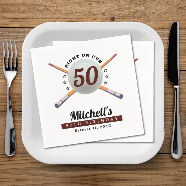 Pool Billiards 50th Birthday Party Napkin (Pool Billiards 50th Birthday Party Napkins
)