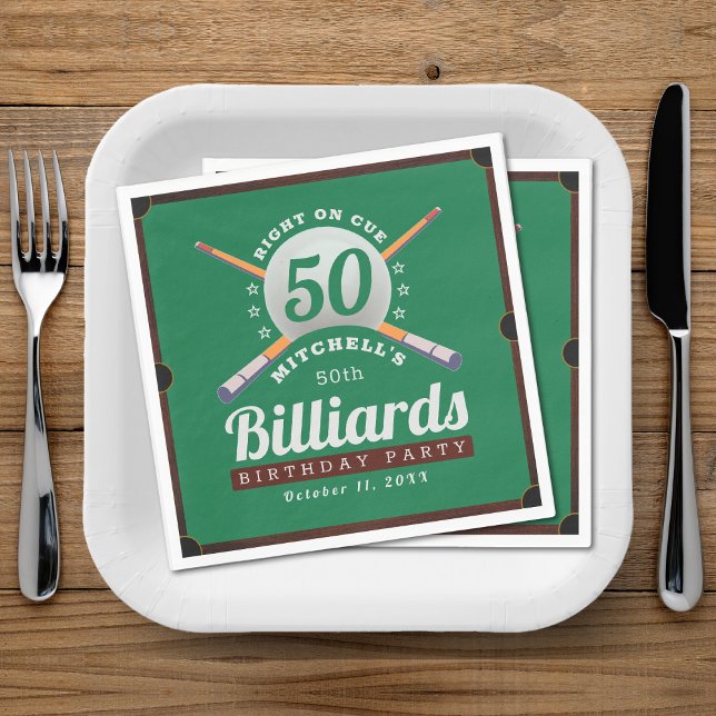 Pool Billiards 50th Birthday Party Napkin (Pool Billiards 50th Birthday Party Napkins
)