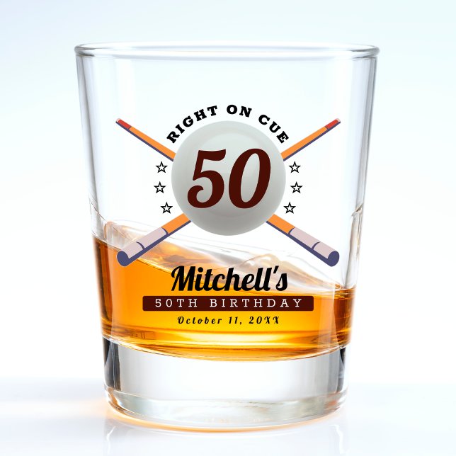 Pool Billiards 50th Birthday Party Shot Glass (Creator Uploaded)