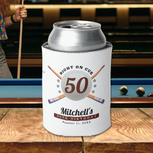 Pool Billiards 50th Birthday Party White Can Cooler